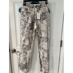 Forever 21 Premium 90s Fit Collage Print Jeans Purple Gray White Size 23 NWT